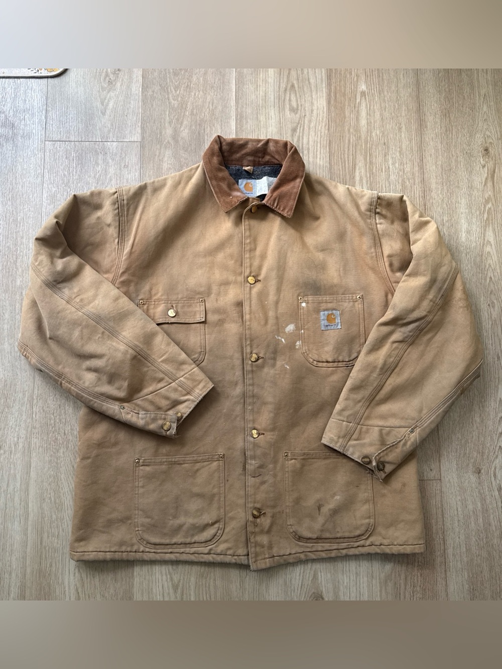 Vintage Carhartt C01 Jacket Mens 48 Tall Brown Blanket Lined Barn Chore Workwear